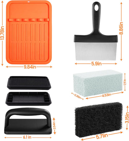 Heavy Duty Griddle Cleaning Brick with Handle, Grill Cleaner for Cleaning Flat top, Pumice Griddle Cleaning Stone Removing Stains for BBQ, Swimming Pool, Sink (5 Pack)