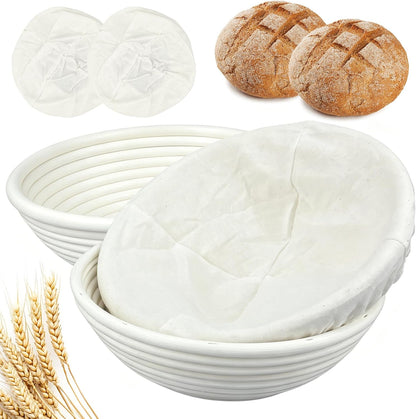 Banneton Bread Proofing Basket, 10 inch Oval Banneton Basket,Sourdough Proofing Basket,Bread Bowl Handmade Rattan Baskets and Liners for Professional & Home Sourdough Bread Baking