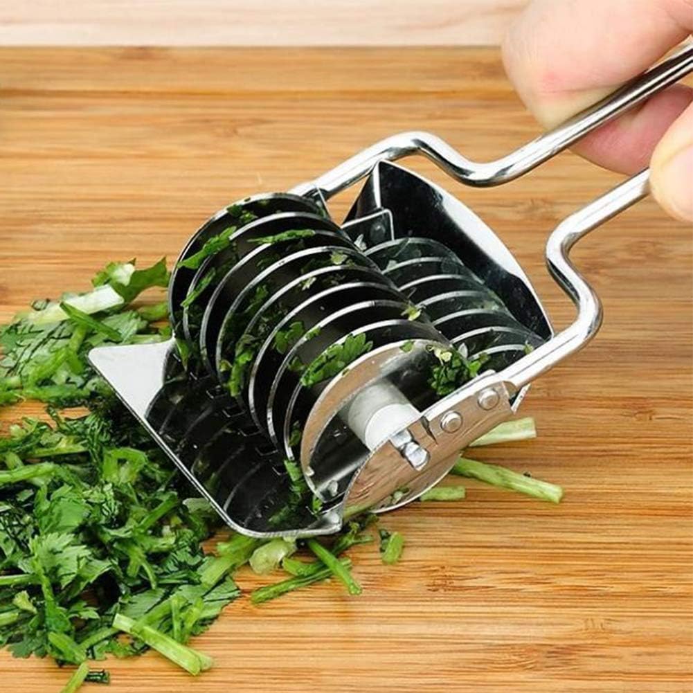 Pasta Noodle Cutter, Stainless Steel Manual Pasta Spaghetti Maker, Dough Cutter for Homemade Noodles, Lattice Roller Garlic Ginger Herb Mincer for Kitchen Cooking Tools