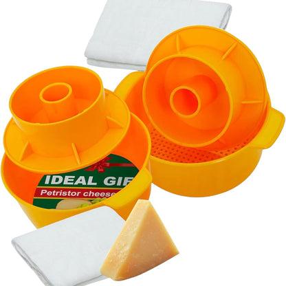 PetriStor 2 pcs Cheesemaking Kit Butter Punched Сheese Mold Press Strainer cheese With Follower Piston 1,2 liters Tofu Press Mold Cheese Making Kit Machine Color yellow