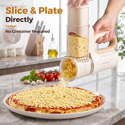 Hand‑held & Desktop Electric Cheese Grater 4‑in‑1 Slicer Shredder