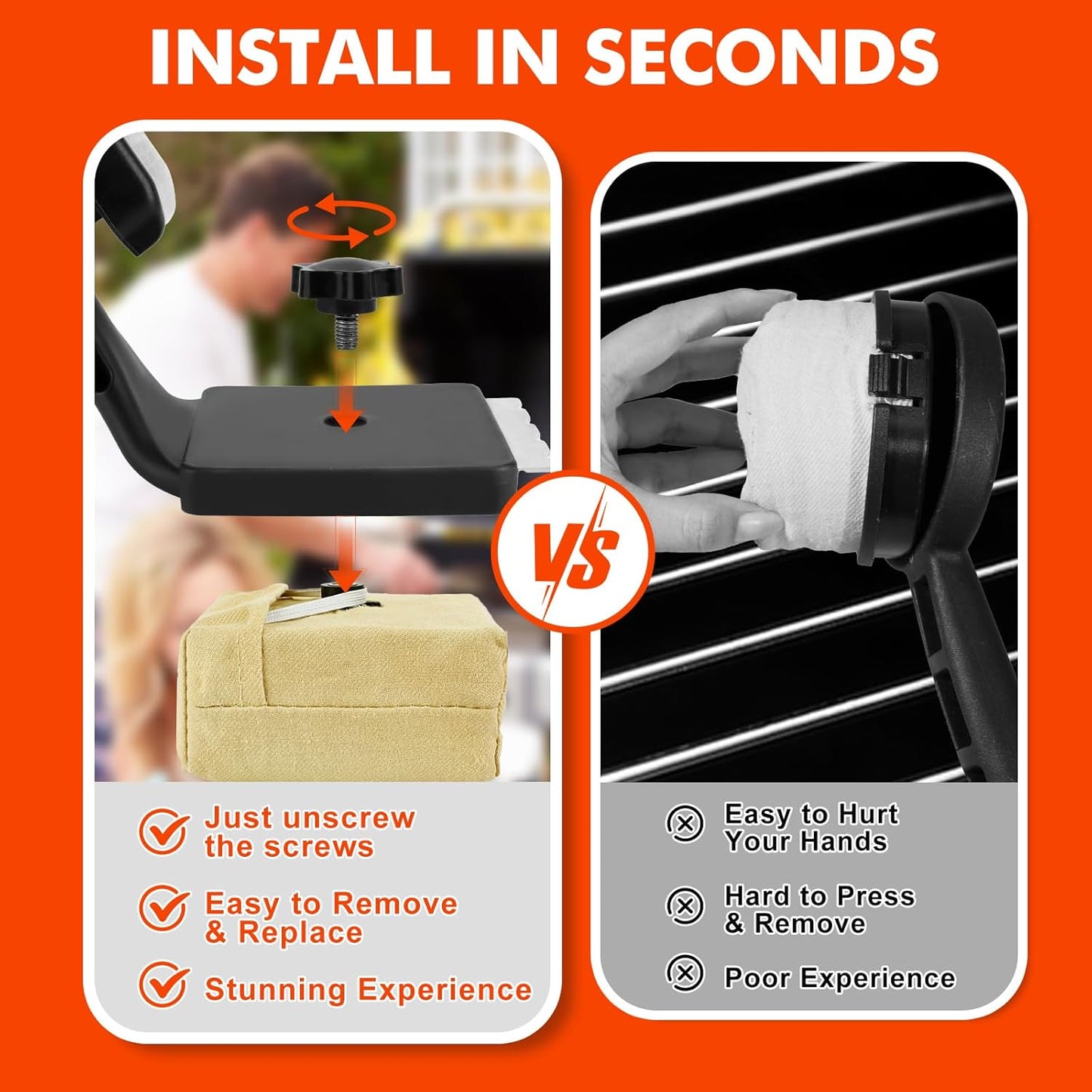 Grill Brush Bristle Free for Outdoor Grill Steam Grill Cleaning Brush Replaceable Head Safe BBQ Cleaner Brush with Durable Scraper for Cast Iron or Stainless-Steel Grates Griddle Scrubber