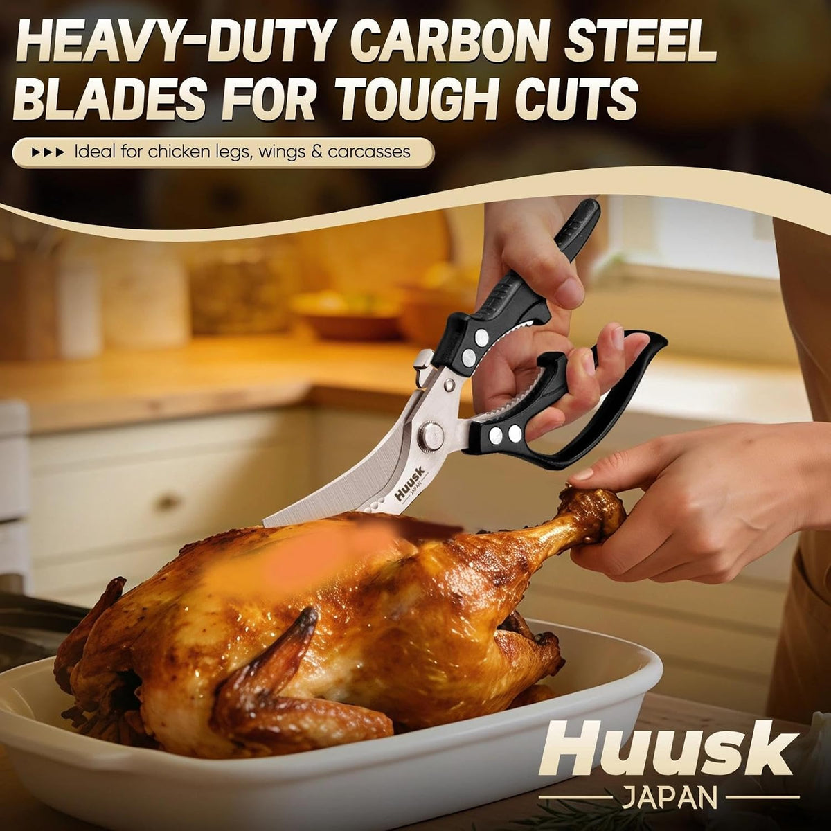 Huusk Poultry Shears Heavy Duty – All Purpose Japanese Kitchen Scissors