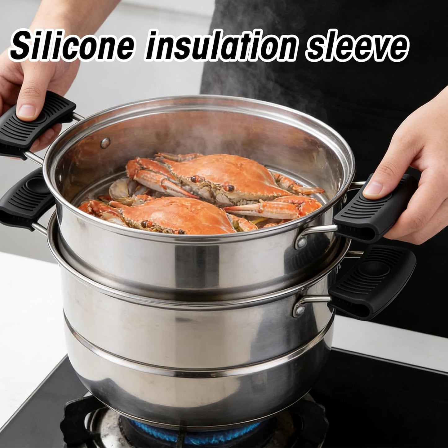 4Pack Silicone Pot Holders and Hot Plate Gripper,Cast Iron Pan Handle Covers,Hot Skillet Nonslip Handle Covers, Silicone Pot Gripper for Enameled Griddles Casserole Frying Pans Cookware