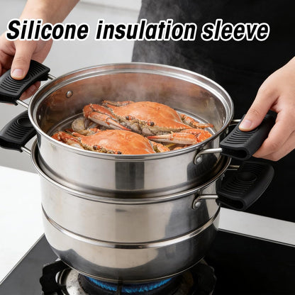 4Pack Silicone Pot Holders and Hot Plate Gripper,Cast Iron Pan Handle Covers,Hot Skillet Nonslip Handle Covers, Silicone Pot Gripper for Enameled Griddles Casserole Frying Pans Cookware
