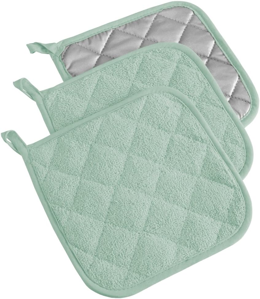DII Basic Terry Collection Quilted 100% Cotton, Pan Handle, Nautical Blue