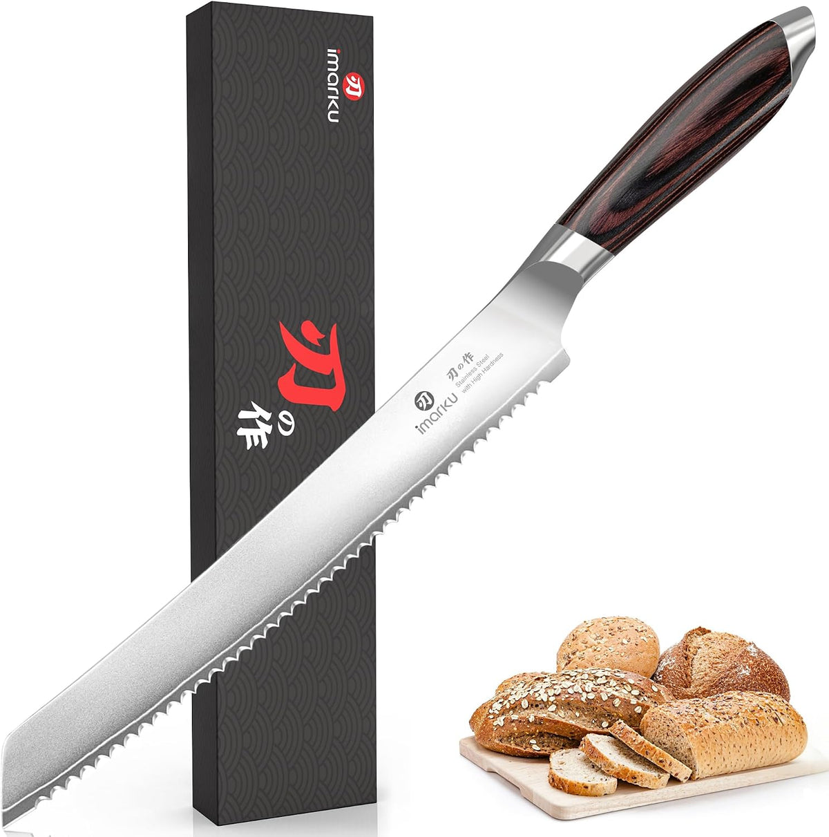 imarku 10 Inch Bread Slicer,Adjustable Thickness Homemade Bread Knife