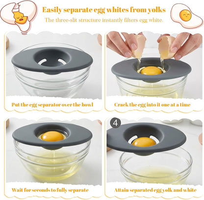 2PCS Silicone Egg Yolk Separator, Food-Grade Egg Separator for Raw Eggs, 3-Slit Yolk Separator Tool for Baking, Cooking