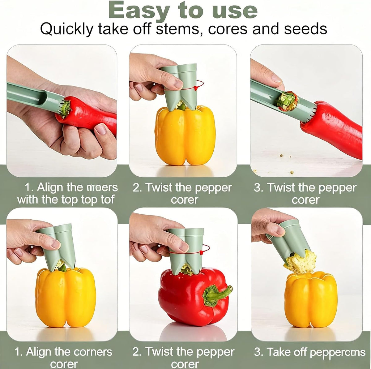 2 in 1 Bell Pepper Seed Remover & Corer Tool