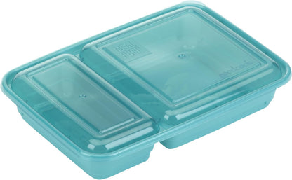GoodCook Food Storage Containers for Meal Prep Rectangle Two Compartments & Made without BPA, 60-Piece Set, Teal