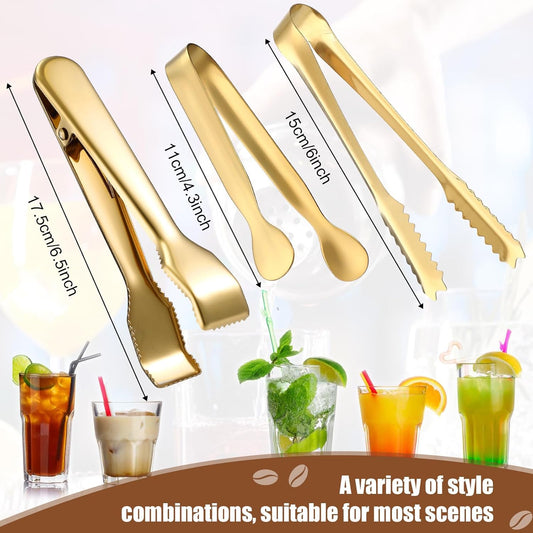 Sieral 4 Pieces Silver Ice Tongs and Scoops for Ice Bucket Stainless Steel Serving Tongs with Teeth Metal Shovel Scooper for Sugar Cubes Tea Party Coffee Food Buffet Cocktail Bar BBQ Party Supply