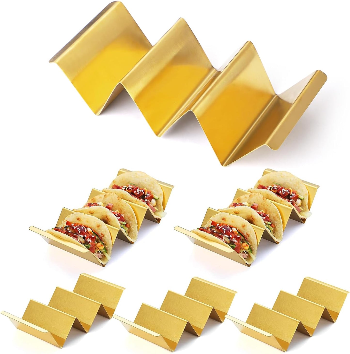 Black Taco Holder Stand,Set of 6 Stainless Steel Taco Tray,Stylish Taco Shell Holders,Rack Holds Up to 3 Tacos Each Keeping Shells Upright,Health Material Taco Rack by RTT -Oven,Grill Dishwasher Safe