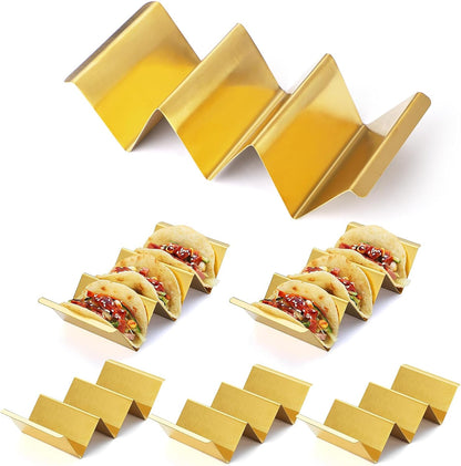 Black Taco Holder Stand,Set of 6 Stainless Steel Taco Tray,Stylish Taco Shell Holders,Rack Holds Up to 3 Tacos Each Keeping Shells Upright,Health Material Taco Rack by RTT -Oven,Grill Dishwasher Safe