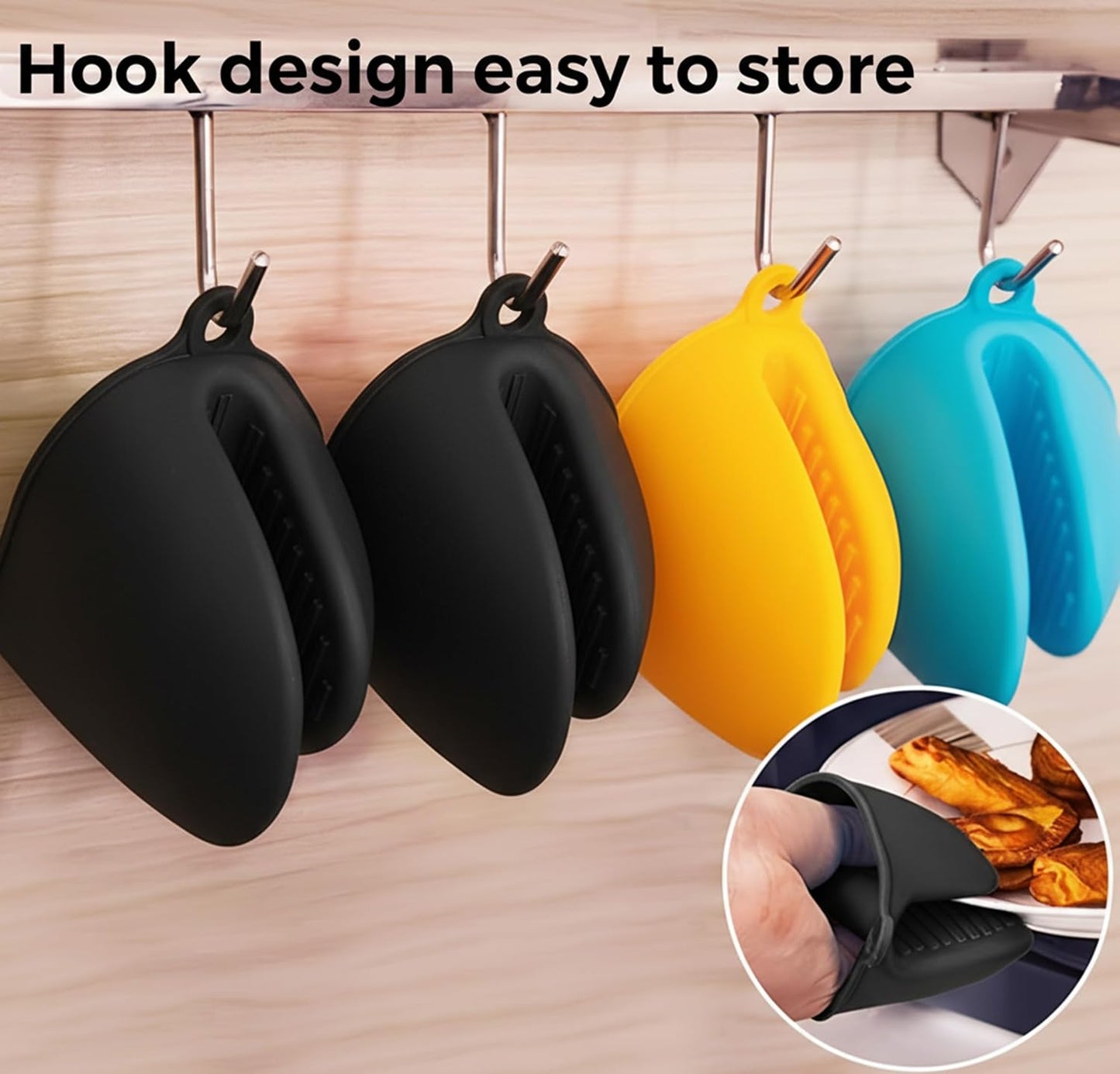 1 Pair Gray,Mini Silicone Oven Gloves, Mini Finger Protector Pot Holder for Kitchen,Cooking,Baking,BBQHeat Resistant Gloves，can be Washed in the Dishwasher