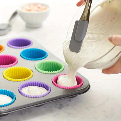 12pcs Reusable Silicone Muffin Cups & Cupcake Molds – Non-Stick Baking Tools for Perfectly Shaped Treats – Heat Resistant & Durable – For Home Bakers