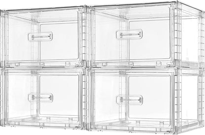 Vtopmart 2 Pack Clear Stackable Storage Drawers 15QT, Easily Assemble Closet Organizers,Plastic Storage Bins for Bathroom,Cabinet,Kitchen Pantry,Under Sink Organization(Medium)