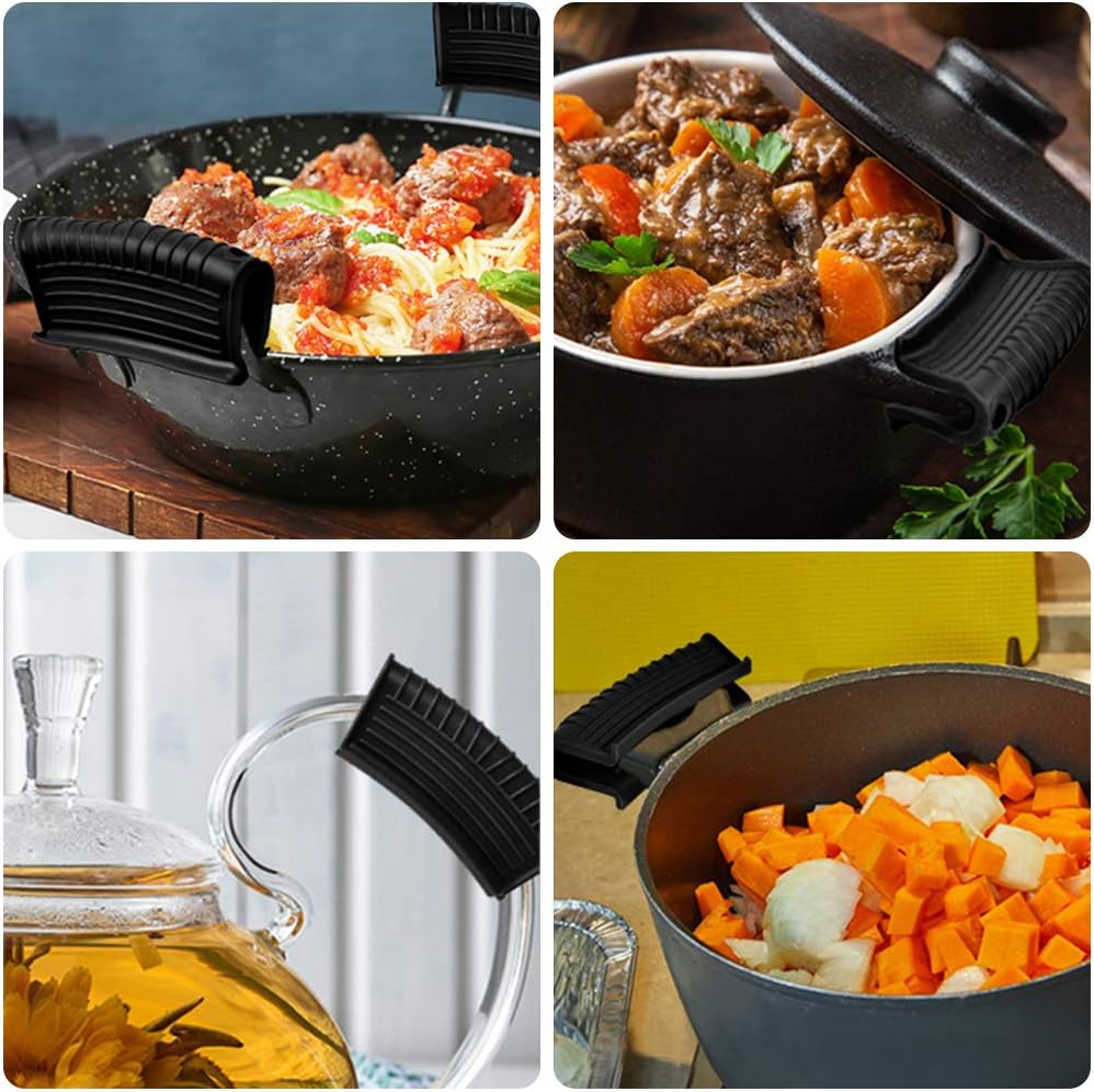 Silicone Assist Handle Holder, Hot Skillet Handle Covers Pot Grip Handle Sleeve Cast Iron Skillets Non-Slip Heat Resistant Pan Grip Cover for Cast Iron Woks Frying Pans Griddles Skillets (Blue)