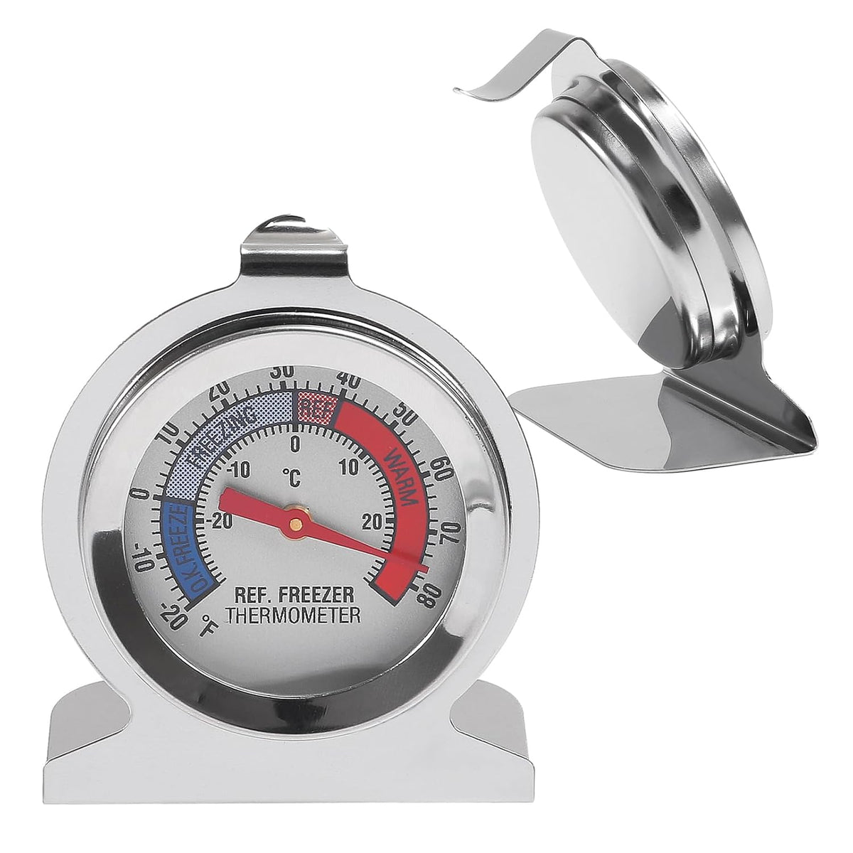 Refrigerator Thermometer -30~30°C/ 20~80°F Fridge Analog Freezer Thermometer Stainless Steel Large Dial Temperature Gauge for Home, Kitchen, Restaurants Refrigerator