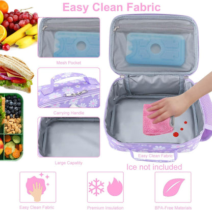 RHCPFOVR Kids Lunch Bag - Insulated Lunch Box for Boys Girls,Washable Lunch Bag and Reusable Toddler Leak-proof Lunchbox for School and Daycare - Colors B
