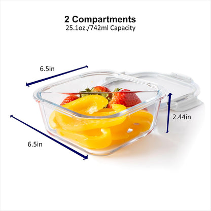 Orii 4 Piece Glass Food Storage Compartment Containers with Lids, Multiple, Charcoal Grey