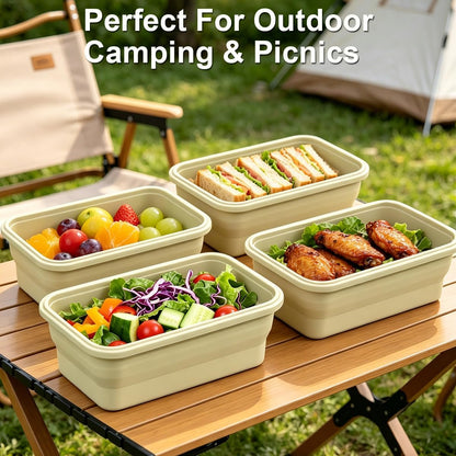 Large Silicone Food Storage Containers 68oz/2000ml 4 Pack | Collapsible Meal Prep Containers, Airtight Leakproof Lid, Containers for Camping, Microwave Freezer Dishwasher Safe