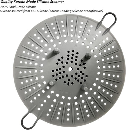 Korean Made Silicone Steamer Basket 10' Size, Silicone Steamer Insert for Pot Flexible Design (Gray) Stocking Stuffer