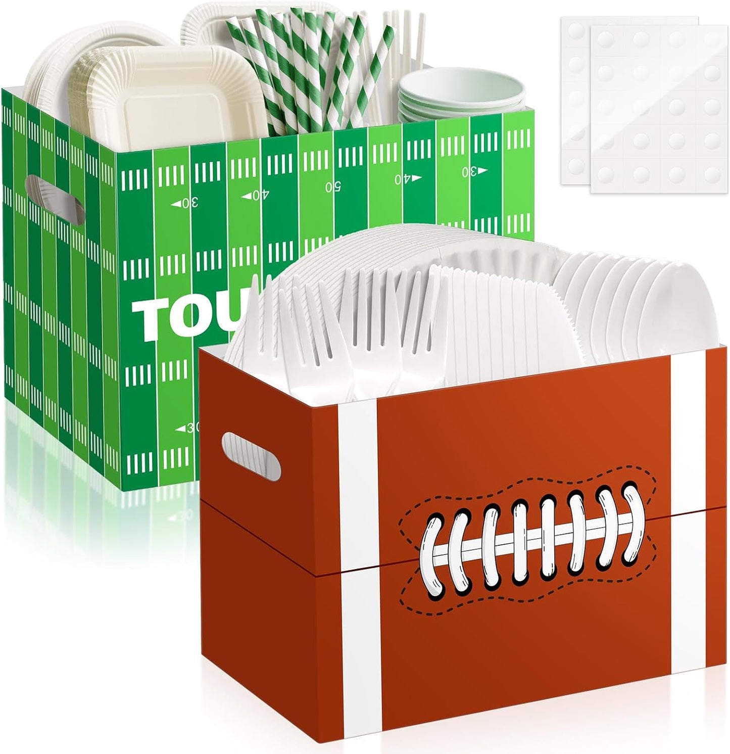 2PCS Red Gingham Utensil Holder Paper Utensil Caddy for Gingham Party Supplies Disposable Cutlery Holder with Handles Party Favors Cutlery Caddy for Red and White Checkered Birthday Decorations