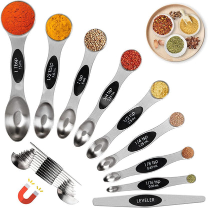 Stackable Measuring Cups & Spoons Set with Lids, Blue