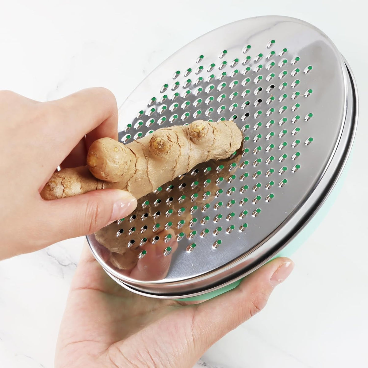 Cheese Grater Citrus Lemon Zester with Food Storage Container & Lid - Perfect For Hard Parmesan Or Soft Cheddar Cheeses, Ginger, Vegetables, Butter, Chocolate & Nutmeg (White)