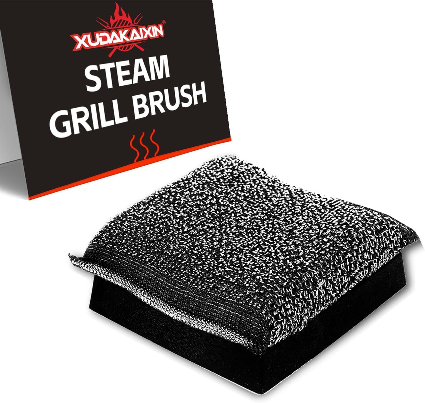 XUDKAKAIXIN Grill Brush Bristle Free,with 1 Replacement Head,Unique Steel Fibers Pad [Safe & Efficient] Perfect for Cast Iron/Stainless-Steel Grates-,Grill Cleaner for Outdoor Gril,Gifts for Men/Dad