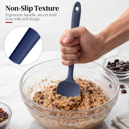 600ºF Heat Resistant Spatula, 11.34 inch High Heat Food Safe Semless Kitchen Silicone Scraper for Cooking Baking Mixing Scraping Stirring Nonstick Cookware Pan Bowl (Aqua Sky)