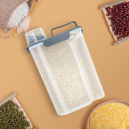 TBMAXS 2 Pack 3 Lbs Dog Cat Food Storage Containers for Travel, Portable Pet Food Storage Container, Easy-Pouring Bird Seed Dispenser, Airtight Rice Cereal Oatmeal Flour Holder -Beige