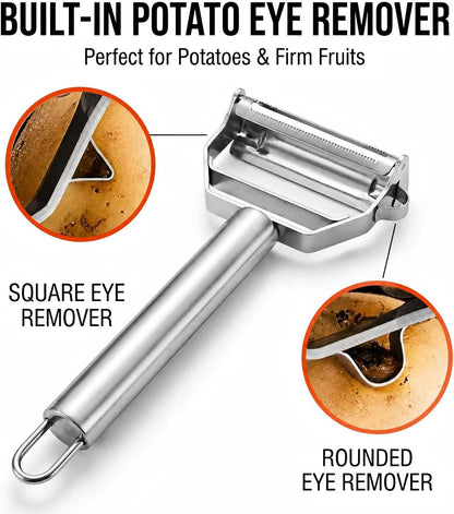 Julienne Peeler, Double-Sided Blade Multifunctional Vegetable Peeler | 3 in 1 Y Stainless Steel Vegetable Peeler for potato,cabbage,carrot,cucumber,fruit