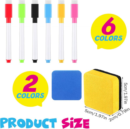 Crtiin 6 Pieces Magnetic to Do List for Fridge 8 x 10.5 Inch Colourful Dry Erase Magnetic Sheet Set with 6 Pieces Markers and 2 Pieces Dry Erase for Grocery Weekly Meal Planner Whiteboard