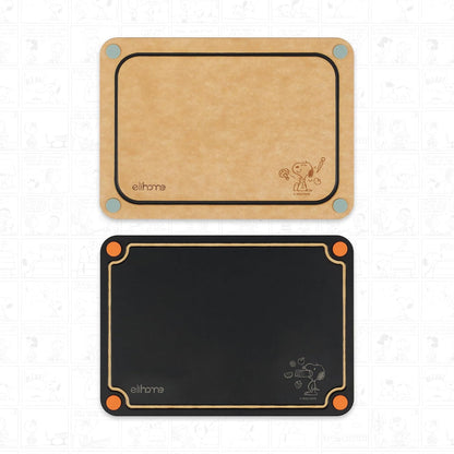 Elihome X Peanuts Kitchen Cutting Board Set, Non Slip Feet, Double Sided Color Coded with Food Icon, Natural Wood Fiber, Dishwasher Safe, Eco-Friendly, Juice Grooves,Non Porous, BPA Free, 2 Pack