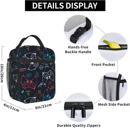 Black Cat Reusable Lunch Box Food Bag Insulated Lunch Bag for Teenage Boys Girls School Beach