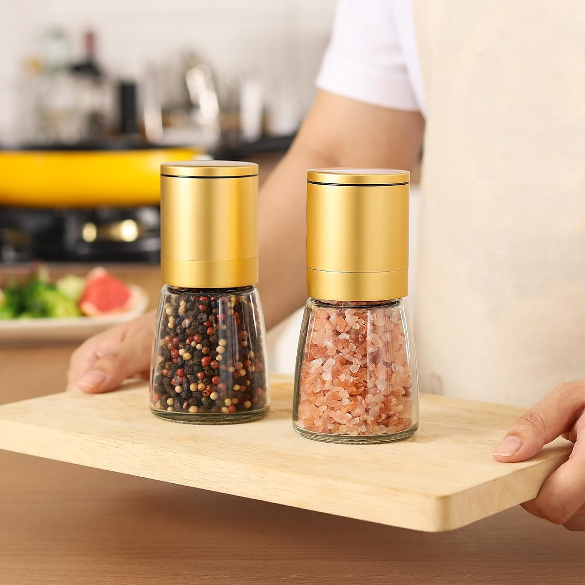 Vucchini Gold Salt and Pepper Grinder Mill Adjustable Coarseness Ceramic