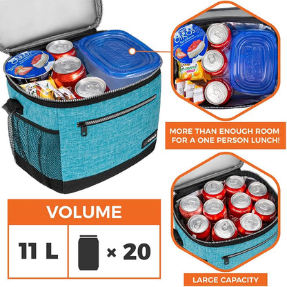 opux Insulated Lunch Box Men Women, Lunch Bag for Work School, Leakproof Soft Cooler Tote Adult, Large Lunch Pail Kids Boys Girls, Picnic Beach Food Bag with Shoulder Strap, Purple Floral