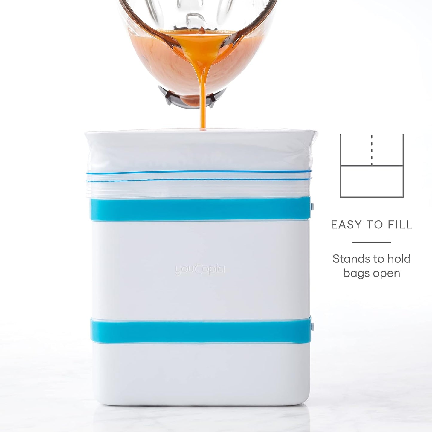 YouCopia FreezeUp Freezer Food Block Maker, 2 Cup, 2-Pack, Meal Prep Bag Container to Freeze Leftovers and Soup