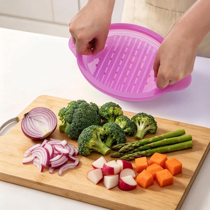 Silicone Microwave Steamer Collapsible Cooker for Vegetables Fish Prep Meal
