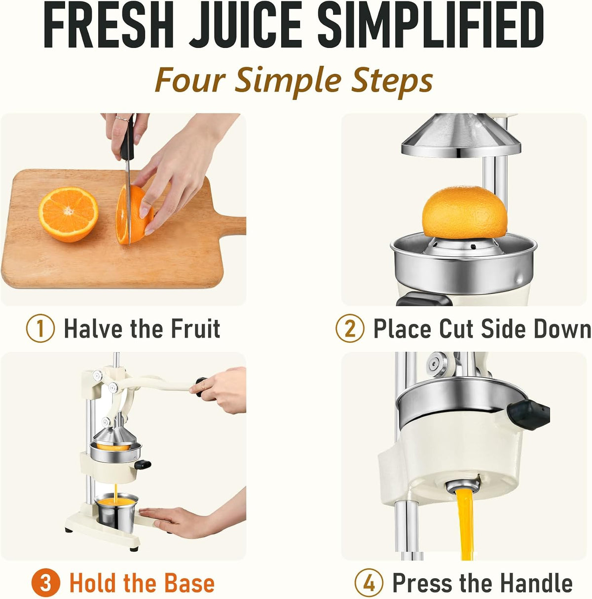 TONGCHANT Cast Iron Manual Juicer for Orange Lemon Citrus Fruit & Lime