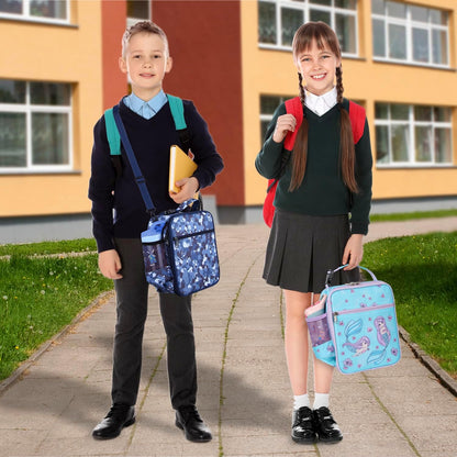 Kids Insulated Lunch Box Bag, Thermal Picnic Cool Bags with Adjustable Strap for Adults Children Women Men Boys Girls School Work (CAM-Blue)