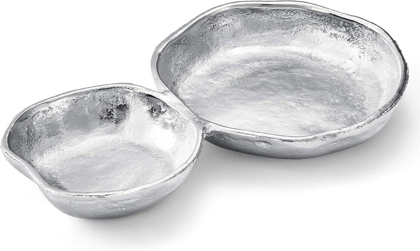 Cluster of 10 Round Serving Bowls Gold Clusters Decorative Elegant Snack Tray for Olives, Chip & Dip, Nuts, Appetizers & Entertaining Strong Brass & Enamel Home Decor Gifts, Parties & Weddings 20.5"