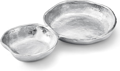 Cluster of 10 Round Serving Bowls Gold Clusters Decorative Elegant Snack Tray for Olives, Chip & Dip, Nuts, Appetizers & Entertaining Strong Brass & Enamel Home Decor Gifts, Parties & Weddings 20.5"