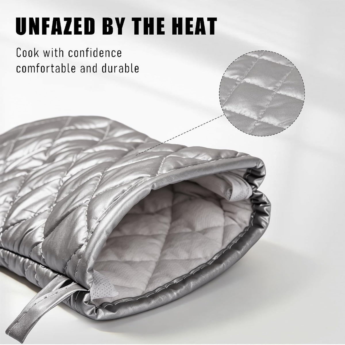 ARCLIBER Grey 13" Quilted Oven Mitts 1 Pair Flame Heat Resistant