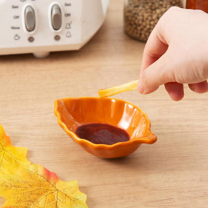Ceramic Soy Sauce Dishes, Green Leaf Shape Dipping Bowls, 1.5OZ