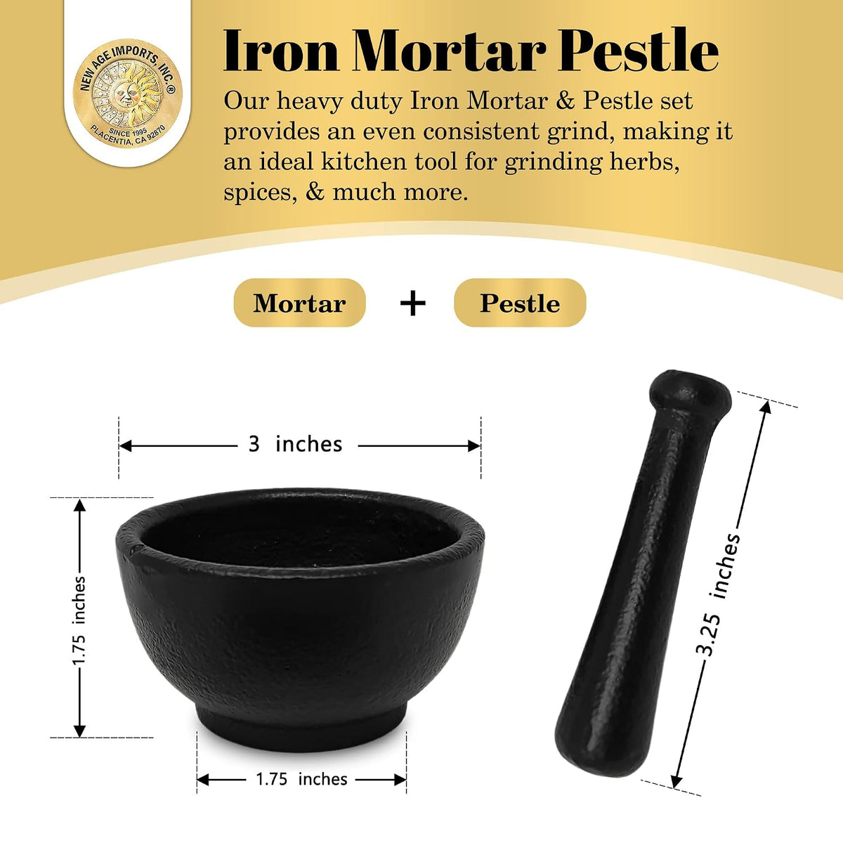 Cast Iron Cauldron Mortar and Pestle Set (MP3-Cauldron Mortar & Pestle)