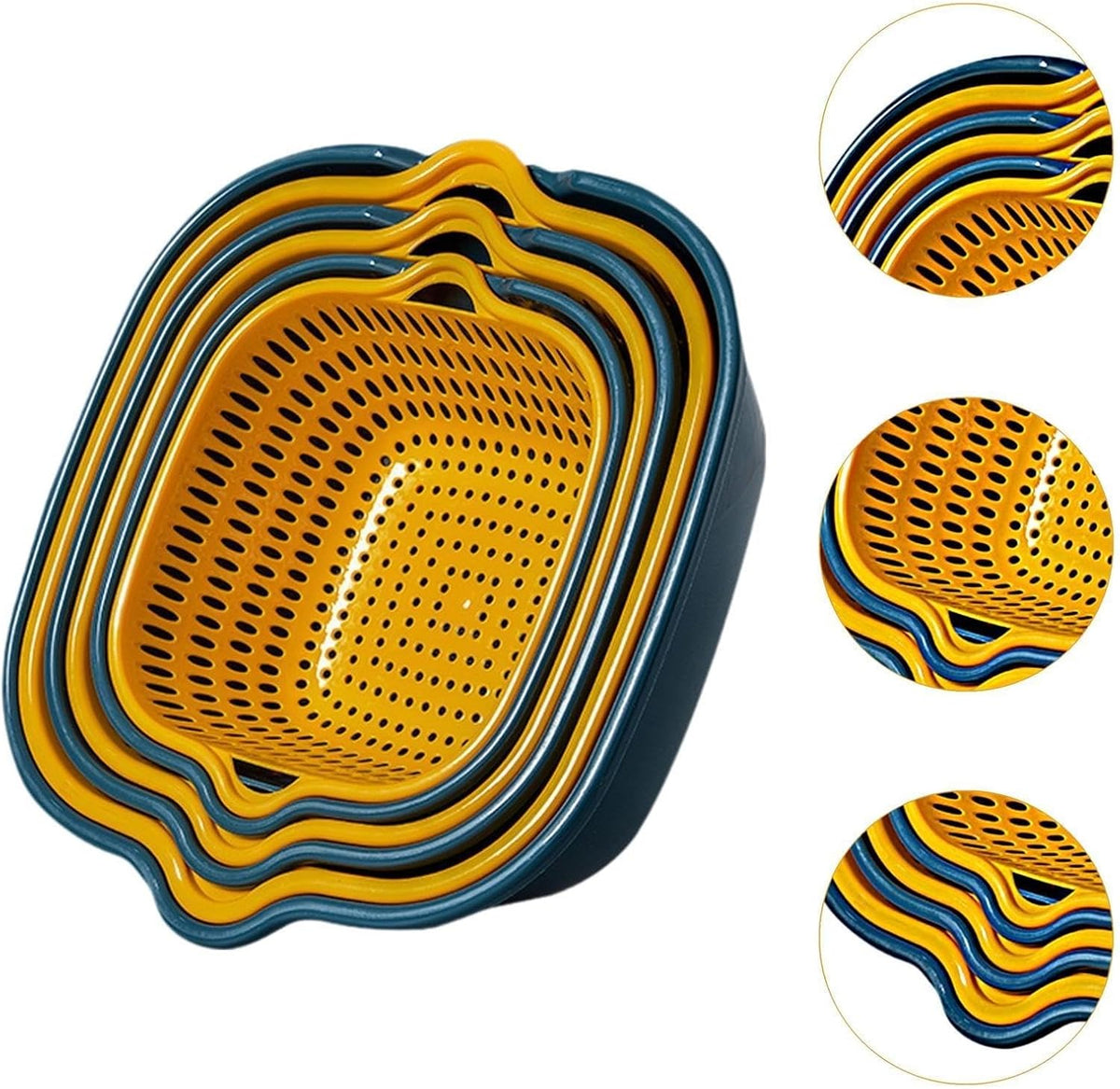 6 Pack Space-Saving Collapsible Colander for Kitchen Fruits Vegetables