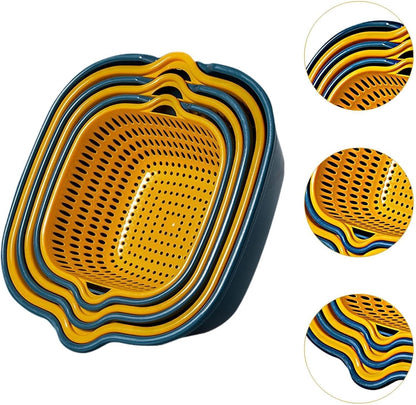 6 Pack Space-Saving Collapsible Colander for Kitchen Fruits Vegetables