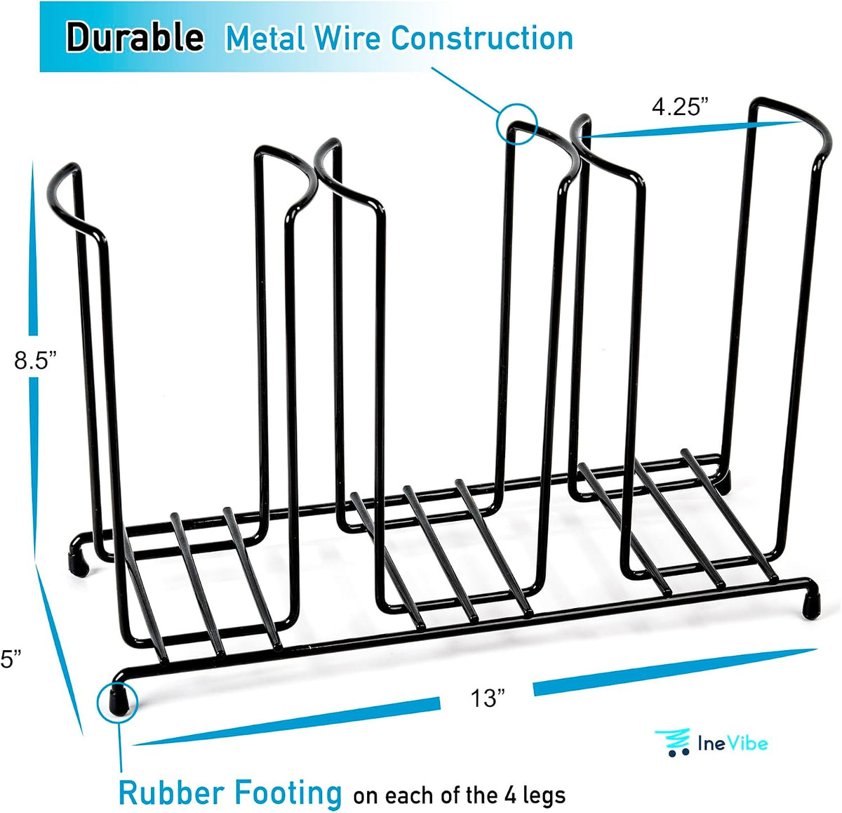 Inevibe Wire Frame Cup and Lid Organizer 3 Compartment